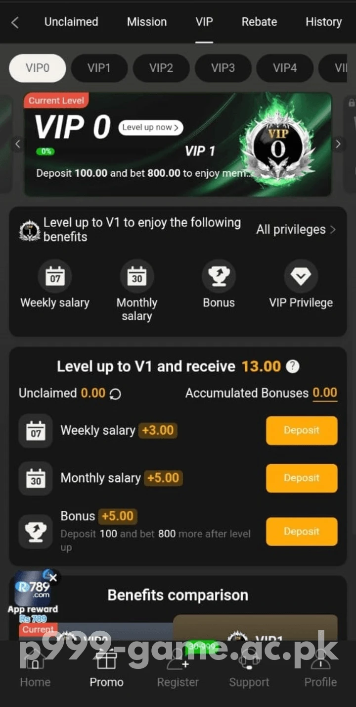 P999 Game VIP promotion
